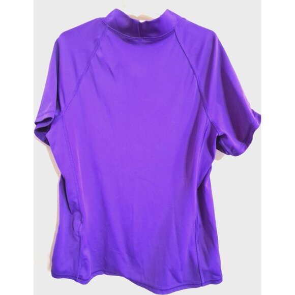 Lands' End Girls 12 Purple Short Sleeve Rash Guard Multicolor Heart Beach - Picture 3 of 6
